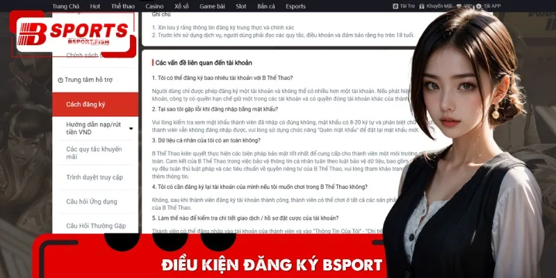 Một số điều kiện cần nhớ khi hội viên đăng ký Bsports