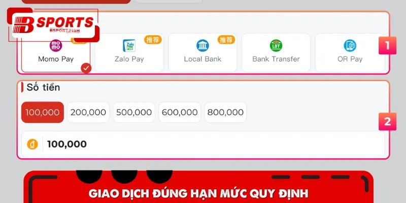 Bet thủ cần đảm bảo không vượt quá số tiền nạp theo quy định